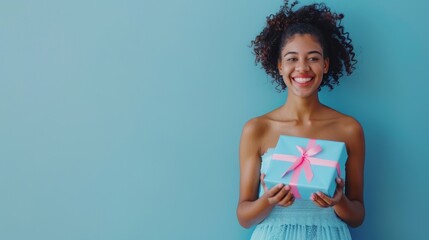 Wall Mural - The woman with gift box