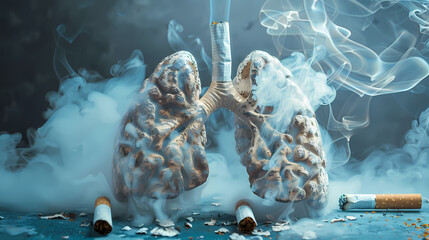 Wall Mural - World no tobacco day poster with cigarettes and lungs 