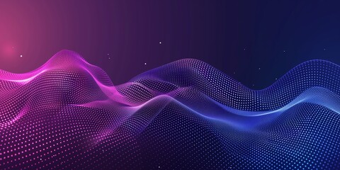 Wall Mural - abstract background of a blue and purple gradient with wavy dotted patterns, ideal for digital desig