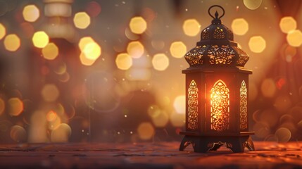 Wall Mural - Islamic background with lanterns for ramadan, eid mubarak, and eid al-adha celebrations on light background