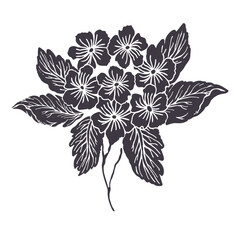 Wall Mural - Silhouette of a flower hydrangea bouquet. The flowers are arranged in a way that makes them look like they are in a vase. Scene is elegant and sophisticated.