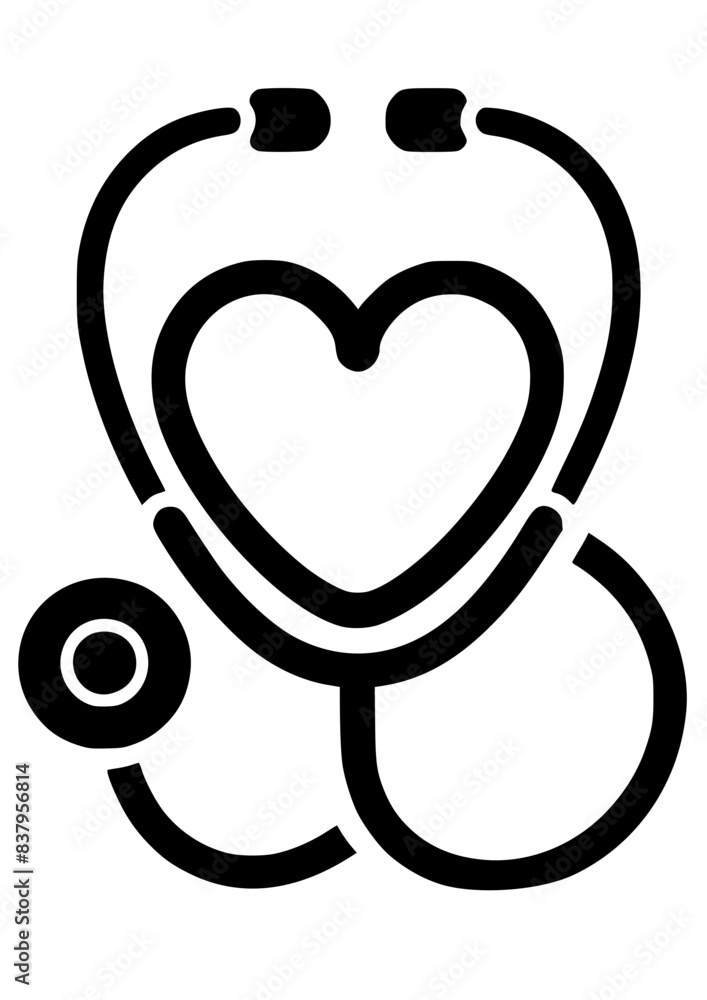 Image vectorielle Stock Stethoscope Heart Rhythm SVG, Medical Svg ...
