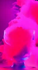 Wall Mural - Red neon smoke on dark background Ink color blend Paint water drop Transition reveal effect Neon pink blue fluid splash on vibrant purple fume texture creative abstract background video colorf