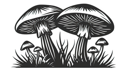 Wall Mural - Simple and modern 2d vector carrot graphic design illustration of mushroom fungi in stencil print style on white background