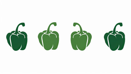 Simple and modern 2d vector graphic design illustration of green bell peppers in stencil print style on white background