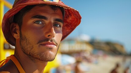 Sticker - Portrait of lifeguard on the beach.