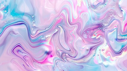 Poster - Enchanting Pastel Unicorn Marble, Soft Holographic Background