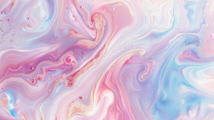 Poster - Enchanting Pastel Unicorn Marble, Soft Holographic Background