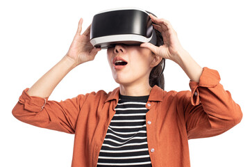 Sticker - Woman png mockup experiencing VR entertainment technology