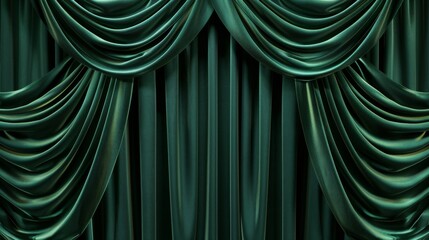 a luxurious green velvet curtain with a draped design