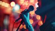 © Vladyslav  Andrukhiv - Musician singing into a microphone, enjoying, motivated weekend vacation, presenting event, having a party, concert