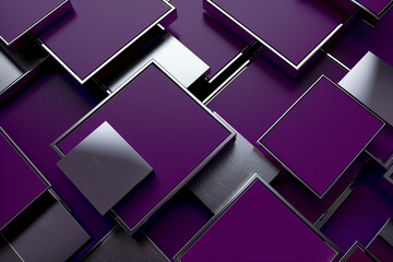 banner with overlapping squares in deep purple and silver.