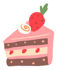 Poster - Strawberry cake PNG sticker, cute dessert icon