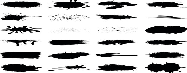 Wall Mural - irregular brush stroke vector, black brushstroke abstract grunge ink splatter set, paint design elem