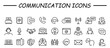 © Alexander - Communication icon set. Set of contact and support thin line icons. Contains icons as phone call, customer, 24 hrs, email, faq and more.