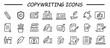 © Alexander - Copywriting icon set. Simple Set of Text Related Vector Line Icons. Contains such Icons as Write Review, Creative Article Writing, Internet Content Editing and more.