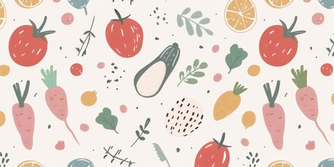 Wall Mural - Pastel Vegetables Seamless Pattern Design