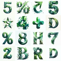 Wall Mural - Green watercolor Lettering Typeface. AI generated illustration