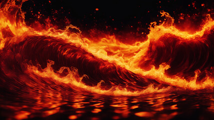 Wall Mural - create an abstract background with dynamic waves in fiery hues of red, orange, and yellow. the waves