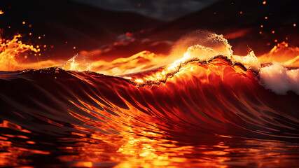 Wall Mural - create an abstract background with dynamic waves in fiery hues of red, orange, and yellow. the waves