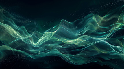 Wall Mural - Abstract Flowing Waves of Light in Dark Space