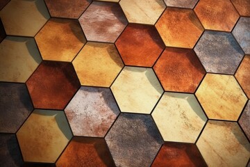 Poster - Old vintage retro Hexagon tiles pattern, texture background