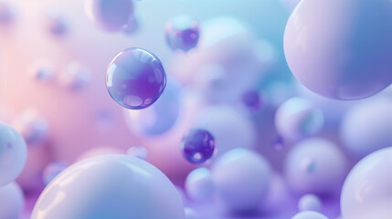 Poster - Abstract 3D Render of Glossy Spheres in Soft Pastel Colors