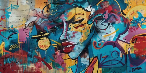 Wall Mural - contemporary aerosol artful grungy rebellious street graffiti in bold style 