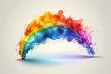 Sticker - Soft rainbow arch emerging from mist, symbolizing hope and renewal in a watercolor blend of serenity