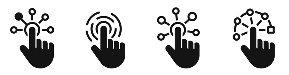 Wall Mural - interactivity icon set. user interaction, augmented reality and virtual reality symbols collection -