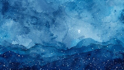 Watercolor starry sky background with blue color, night sky with stars and milky way. Abstract space wallpaper for design, poster or cover design. Vector illustration. , detailed concept art, high