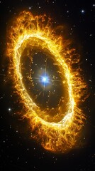 Wall Mural - a bright yellow fire with a star in the center