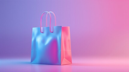 Modern shopping bag with a gradient color scheme, featuring a stylish presentation on a vibrant background, perfect for retail and ecommerce themes.