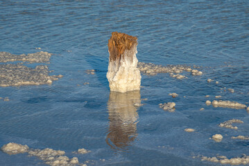 Wall Mural - Remains of an old pillar on Lake Baskunchak, Astrakhan region, Russia