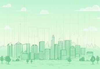 Minimalist Vector Illustration of a Smart City Skyline, Urban Landscape on a Light Background, Ideal for Corporate and Business graphic, banner design, brochure, pattern design, web, background templa