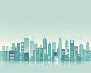 Minimalist Vector Illustration of a Smart City Skyline, Urban Landscape on a Light Background, Ideal for Corporate and Business graphic, banner design, brochure, pattern design, web, background templa