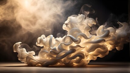 Wall Mural - A stunning visual of ivory smoke billowing gracefully against a backdrop of dramatic backlighting, forming a captivating abstract light background.