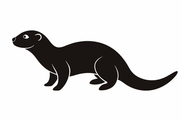 Sticker - Black silhouette of a sea otter isolated on a white background. Concept of wild animal illustration, minimalist style. Print, icon, logo, template, pictogram, element for design.