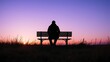 © YuriDA Art - portrait of a man sitting on a bench in a field at sunset