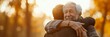 © AlfaSmart - Elderly father and his adult son hugging each other outdoors