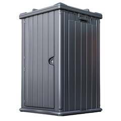 Grey Plastic Outdoor Storage Shed With a Single Door, Isolated on a Transparent Background, Graphic Resource