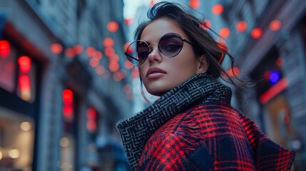Stylish Fashion Model in Urban Setting: Illustrate the latest fashion trends with a stylish model posing in an urban environment,