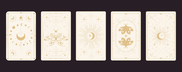 Wall Mural - tarot reverce border magic sacred cover card frame gold line border celelstial mystery esoteric deco