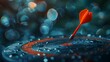 © horizon - A red dart is flying towards the center of an archery target, symbolizing precision and success in business or personal goals.