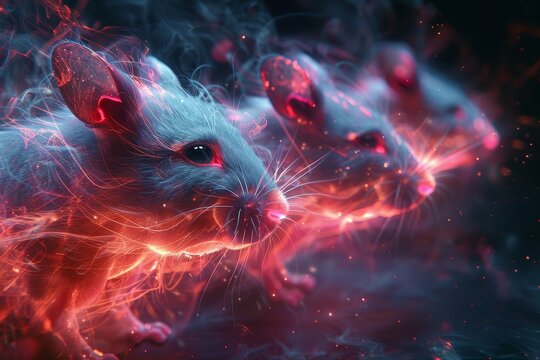 Two mice enhanced with a vivid, glowing effect that gives a magical touch to the image