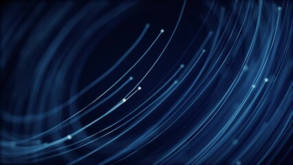 Wall Mural - digital data motion background animation with a fast moving stream of blue fiber optic light data no