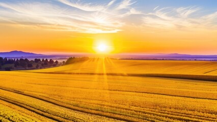 Wall Mural - sunrise over the field