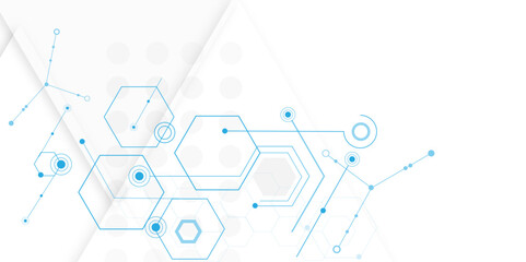 Leinwandbilder - Vector white technology hexagon background. Geometric hexagon. Computer network concept.