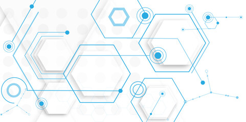 Wall Mural - vector white technology hexagon background. geometric hexagon. computer network concept.