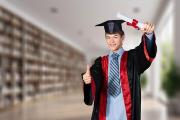 Canvas Print - university graduates student wearing gown and cap